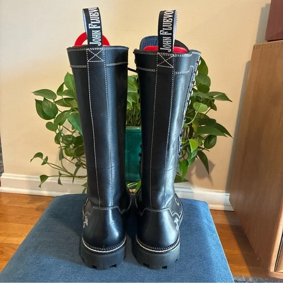 John Fluevog 7th Heaven Zachary Tall Angel boots black size W9 M7 NWOB - Picture 6 of 9